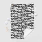 Black Hand Drawn Chevron Pattern Golfhanddoek (Insitu)