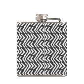 Black Hand Drawn Chevron Pattern Heupfles (Achterkant)