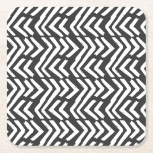 Black Hand Drawn Chevron Pattern Kartonnen Onderzetters