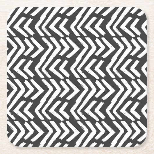 Black Hand Drawn Chevron Pattern Kartonnen Onderzetters (Voorkant)