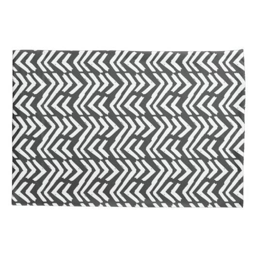 Black Hand Drawn Chevron Pattern Kussensloop (Achterkant-Links)