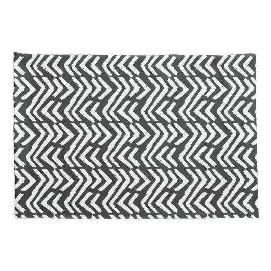 Black Hand Drawn Chevron Pattern Kussensloop (Achterkant-Rechts)