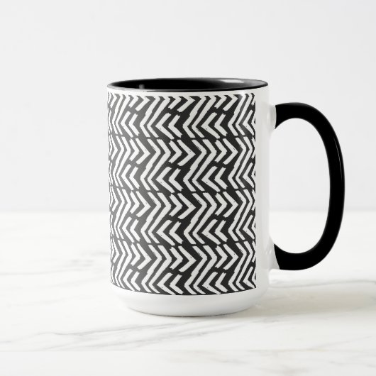 Black Hand Drawn Chevron Pattern Mok (Rechts)