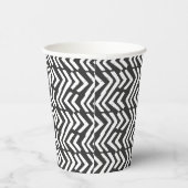 Black Hand Drawn Chevron Pattern Papieren Bekers (Rechts)