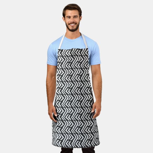 Black Hand Drawn Chevron Pattern Schort (Gedragen)