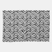 Black Hand Drawn Chevron Pattern Theedoek (Horizontaal)