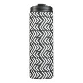 Black Hand Drawn Chevron Pattern Thermosbeker (Voorkant)