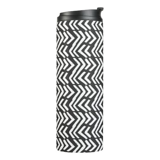 Black Hand Drawn Chevron Pattern Thermosbeker (Gedraaid links)