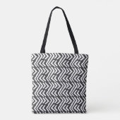 Black Hand Drawn Chevron Pattern Tote Bag (Achterkant)