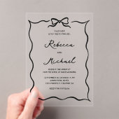 Black Hand Drawn Coquette Bow Wedding Acryl Uitnodigingen (Insitu (Draagbaar))