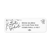 Black Hand Drawn Doodle Graduation White Address Etiket (Voorkant)
