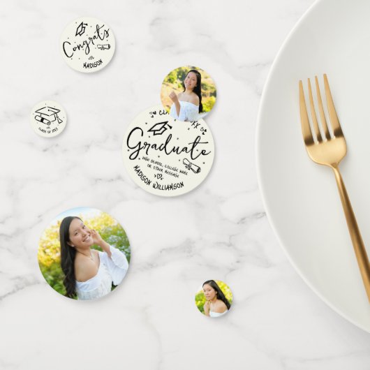 Black Hand Drawn Doodles Graduation 3 Photo Cream Confetti (Groep)