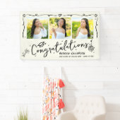 Black Hand Drawn Doodles Graduation 3 Photo Cream Spandoek (Insitu)