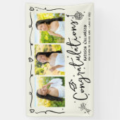 Black Hand Drawn Doodles Graduation 3 Photo Cream Spandoek (Verticaal)