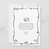  Black Hand Drawn Doodles Photo Graduation White Bedankkaart (Achterkant)