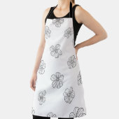 Black hand drawn flowers on white background. Seam Schort (Insitu)