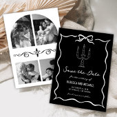 Black Hand Drawn White Bow Photo Wedding Save The Date