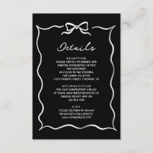 Black Hand Drawn White Bow Wedding Details
