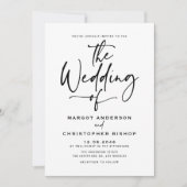 Black Hand Lettered Calligraphy Wedding Kaart (Voorkant)