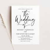 Black Hand Lettered Calligraphy Wedding Kaart