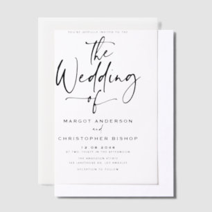 Black Hand Lettered Calligraphy Wedding Vellum Uitnodigingen