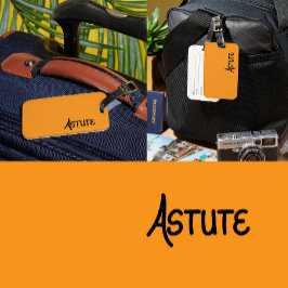 Black Hand lettered complimentary word Astute Bagagelabel