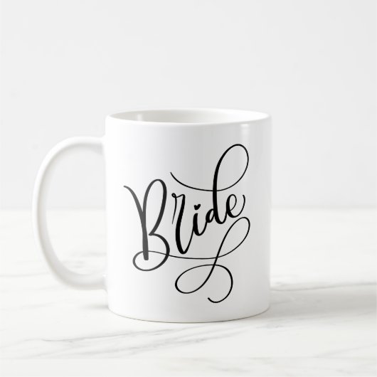 Black Hand Lettered Script Bride Personalized Mug Koffiemok (Links)