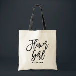 Black Hand Lettering Bloemenmeisje Persoonlijk Tote Bag<br><div class="desc">canvas tas. Moderne en klassieke canvas tas met zwart "bloemmeisje" handschrift. Personaliseer door de naam van de ontvanger,  de hashtag van de bruiloft of andere details toe te voegen. Perfect als cadeau voor je bruiloft of bruidfeest.</div>