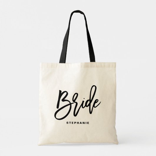 Black Hand Lettering Bride Custom Canvas tas (Achterkant)