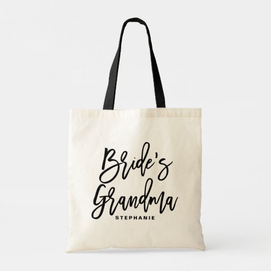 Black Hand Lettering Bride's Grandma Personalized Tote Bag (Achterkant)