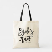 Black Hand Lettering Bride's tante Custom Canvas t Tote Bag (Achterkant)