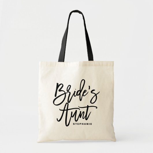 Black Hand Lettering Bride's tante Custom Canvas t Tote Bag (Voorkant)
