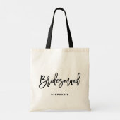 Black Hand Lettering Bridesmaid I Persoonlijk Tote Bag (Achterkant)