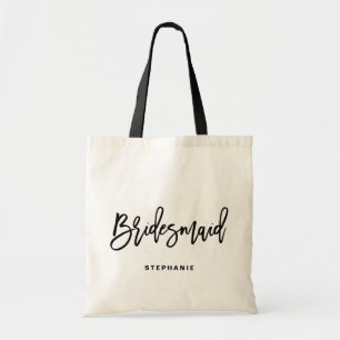 Black Hand Lettering Bridesmaid I Persoonlijk Tote Bag