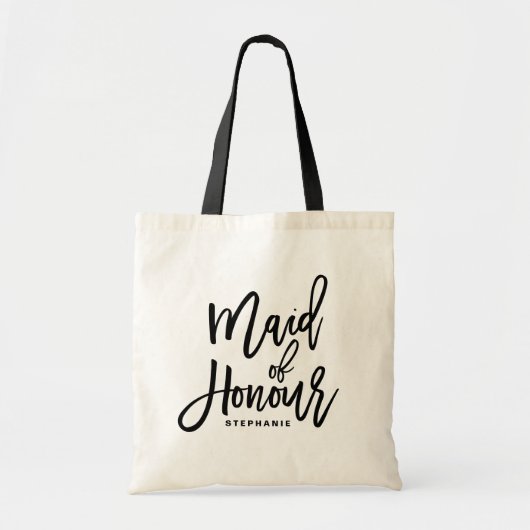 Black Hand Lettering Maid of Honor Canvas tas (Voorkant)