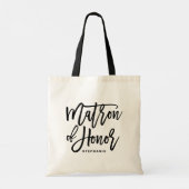 Black Hand Lettering Matron of Honor Canvas tas (Achterkant)