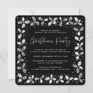 Black Hand Printed Holly+Berries kerstfeest Kaart