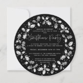 Black Hand Printed Holly+Berries kerstfeest Kaart (Voorkant)