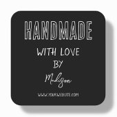 Black | Handgemaakt met liefde vierkante Sticker