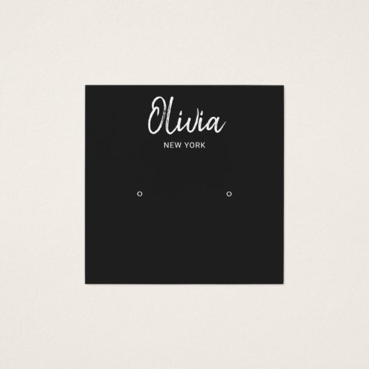 BLACK handgeschreven Script Stud die Vertoningskaa Vierkante Visitekaartjes (Voorkant)