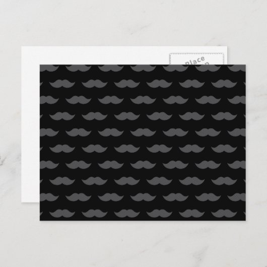 Black Handlebar Mustache Mustache Pattern Briefkaart (Voorkant / Achterkant)