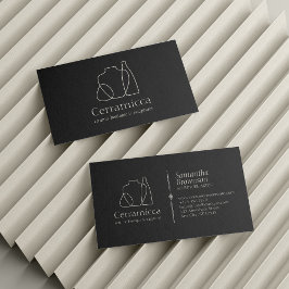 Black Handmade Porcelain Sculpture Vase keramisch Visitekaartje