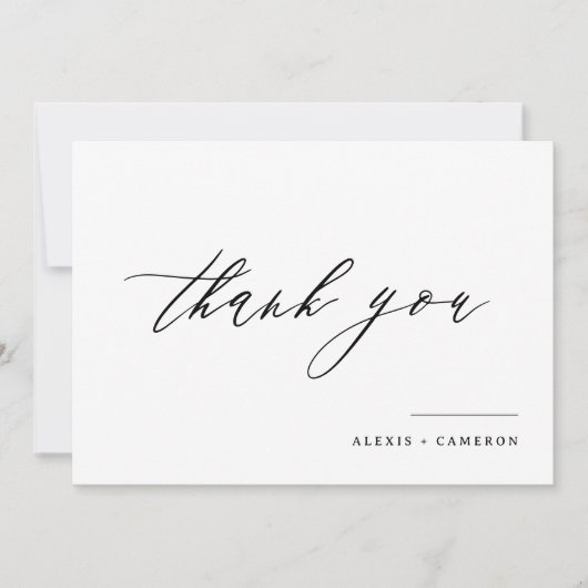 Black Handwrited Calligraphy Wedding Bedankkaart (Voorkant)
