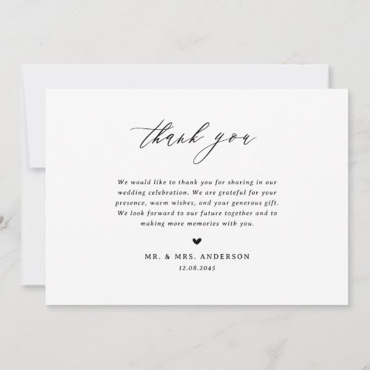 Black Handwrited Calligraphy Wedding Bedankkaart (Achterkant)