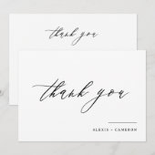 Black Handwrited Calligraphy Wedding Bedankkaart (Voorkant / Achterkant)