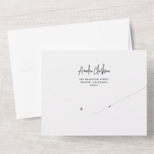 Black Handwriting Typography Photo Wedding All In One Uitnodiging (Achterkant)