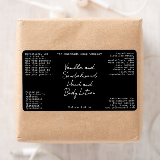 Black Handwritten Look Cosmetics Bottle Label (Insitu)