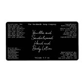 Black Handwritten Look Cosmetics Bottle Label (Voorkant)