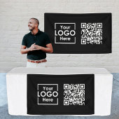 Black Hanging Banner Sign Business Logo QR Code