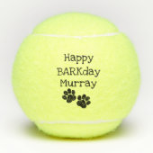 Black Happy Barkday Birthday Pet Dog Speelgoed Tennisballen (Voorkant)